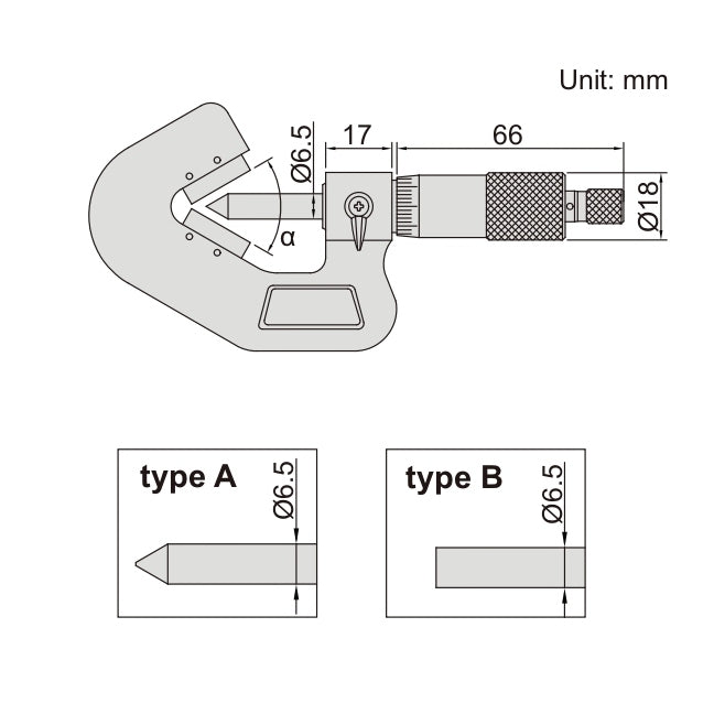 Insize V Shape Anvil Micrometer 1-15mm Range Series 3290-153A