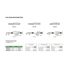 Insize Can Seam Micrometer 0-0.6" Range Series 3293-062