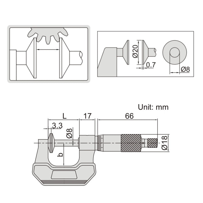 Insize Disc Micrometer 0-25mm Range Series 3294-25