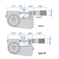 Insize Indicating Micrometer with Support 1-2" Range Series 3332-2