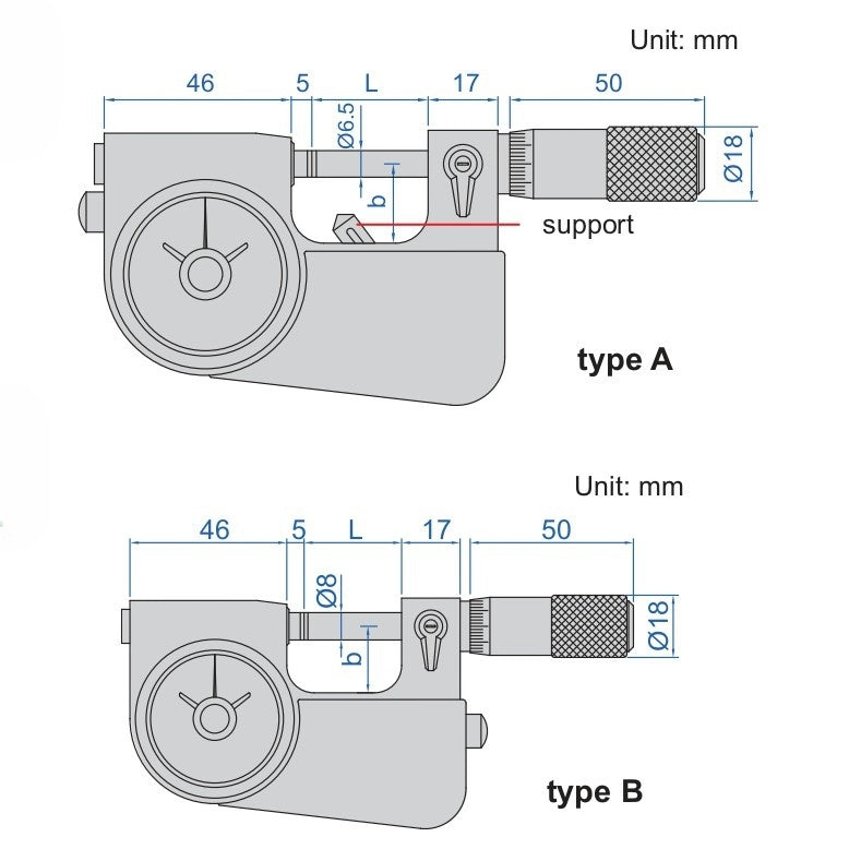 Insize Indicating Micrometer with Support 0-25mm Range Series 3332-25