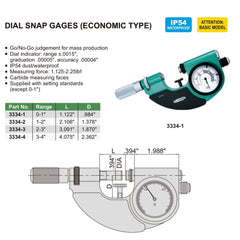 Insize Dial Snap Gauge 1-2" Range Series 3334-2