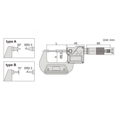 Insize Digital Point Micrometer 0-25mm/0-1" Range Series 3530-25A