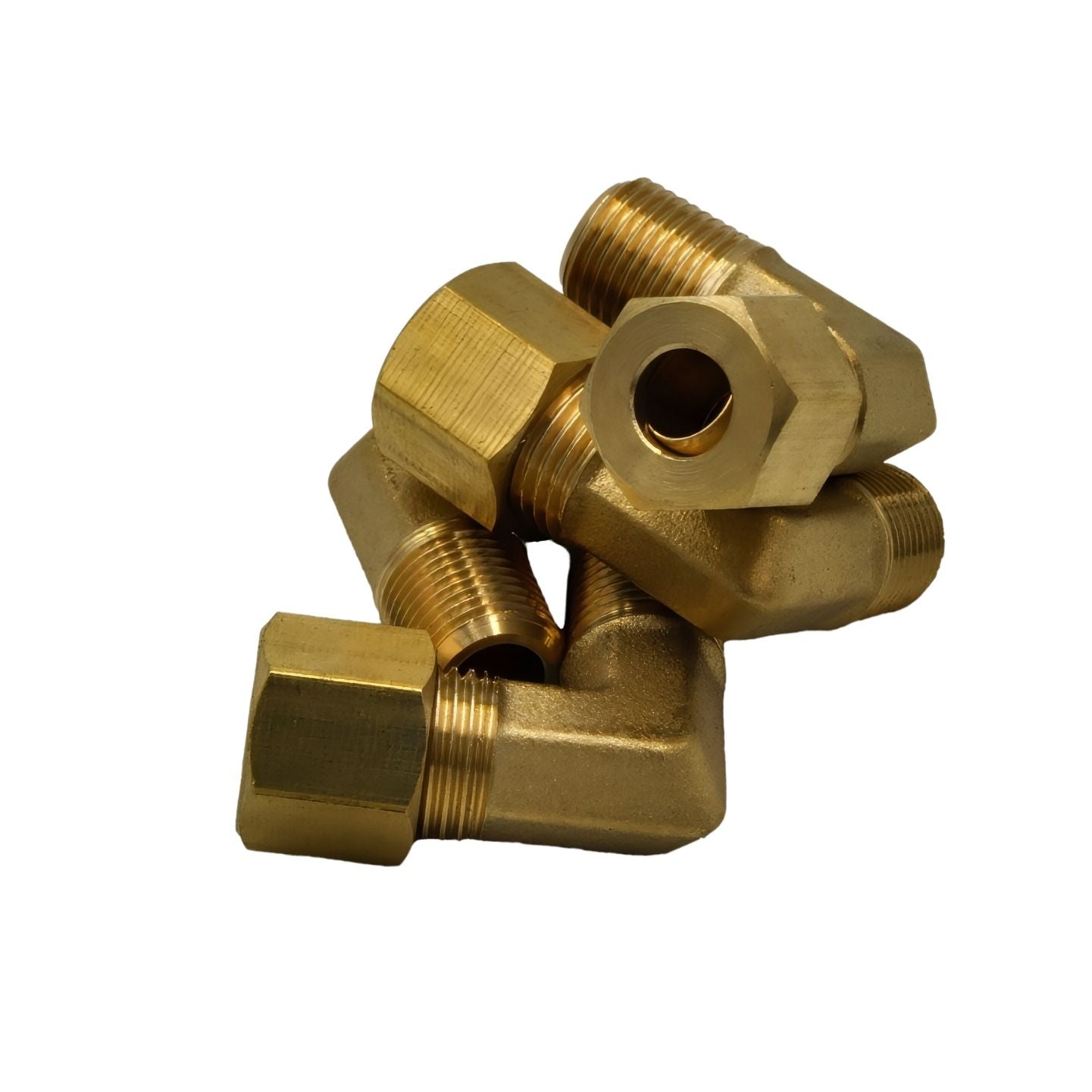 4pc Brass Compression Union 90° Male Female Elbow (T1/4xM1/8)