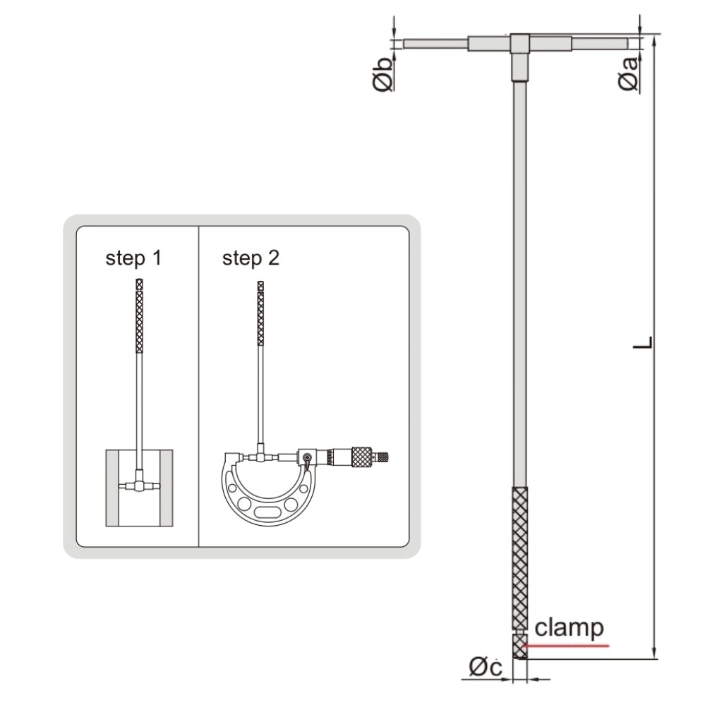 Insize Long Handle Telescopic Gauge 54-90mm Range Series 4209-5