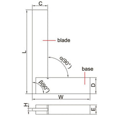 Insize 90° Flat Edge Square 75x50mm Range Series 4792-75