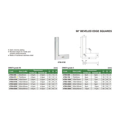 Insize 90° Bevelled Edge Square 75x50mm Range Series 4790-075