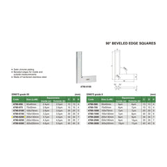 Insize 90° Bevelled Edge Square 200x130mm Range Series 4790-0200