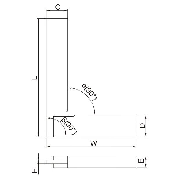 Insize 90° Flat Edge Square 150x100mm Range Series 4792-150