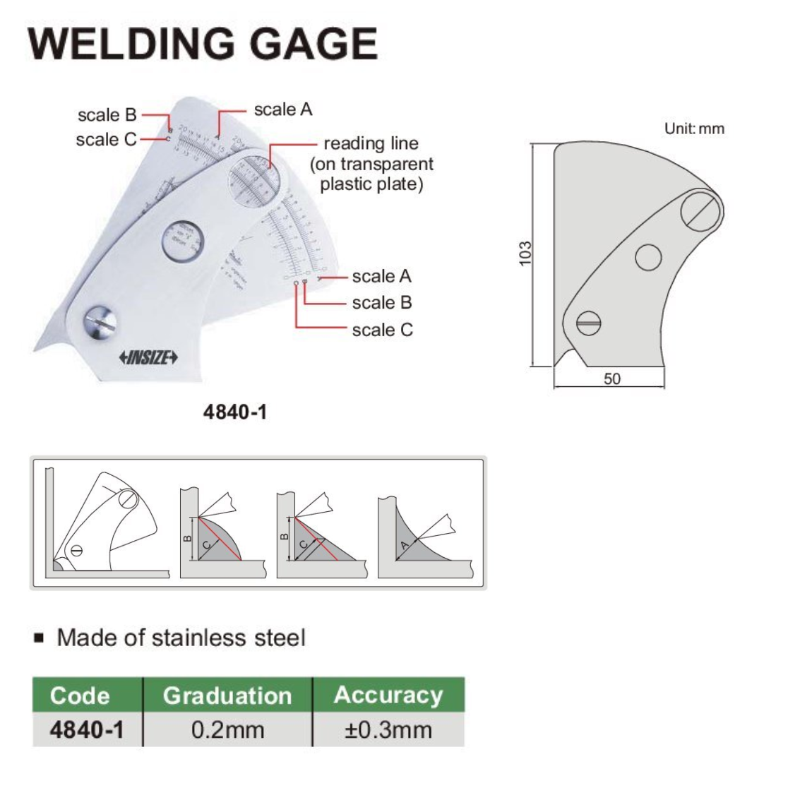 Insize Welding Gauge Series 4840-1