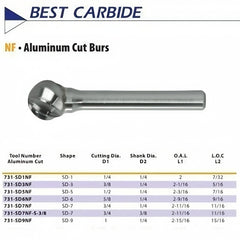 Best Carbide - SD5NF 1/2" Aluminium Cut Carbide Burr