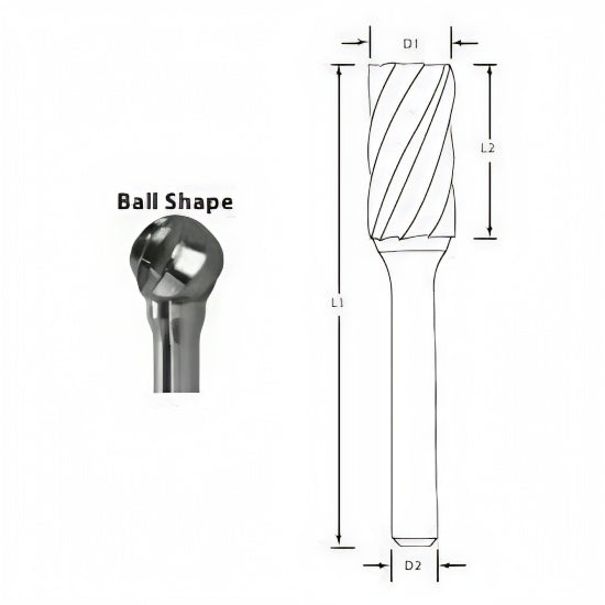 Best Carbide - SD5NF 1/2" Aluminium Cut Carbide Burr
