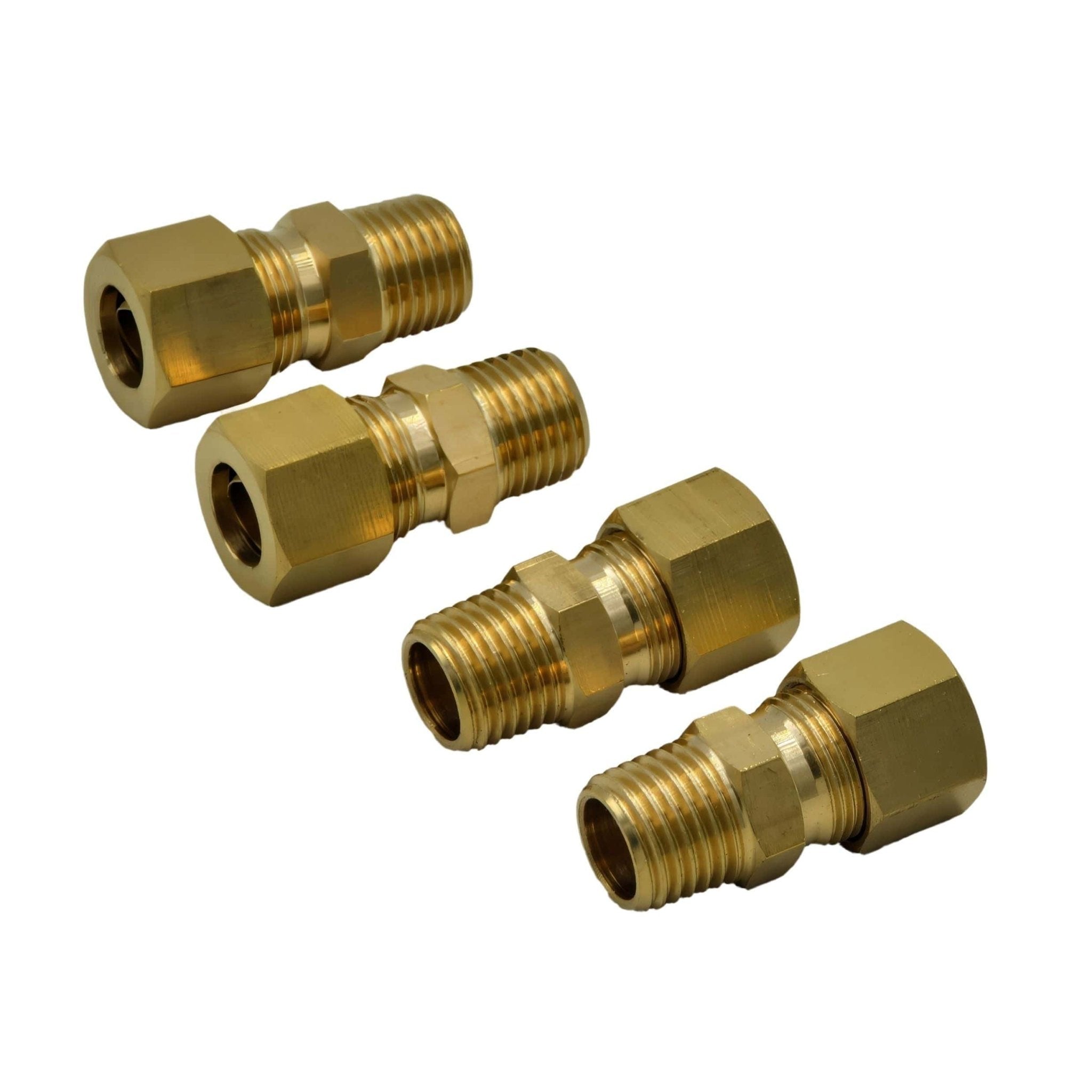 4pc Brass Compression Male Female Connector (T3/8xM1/4) - Twin Eagle Imports