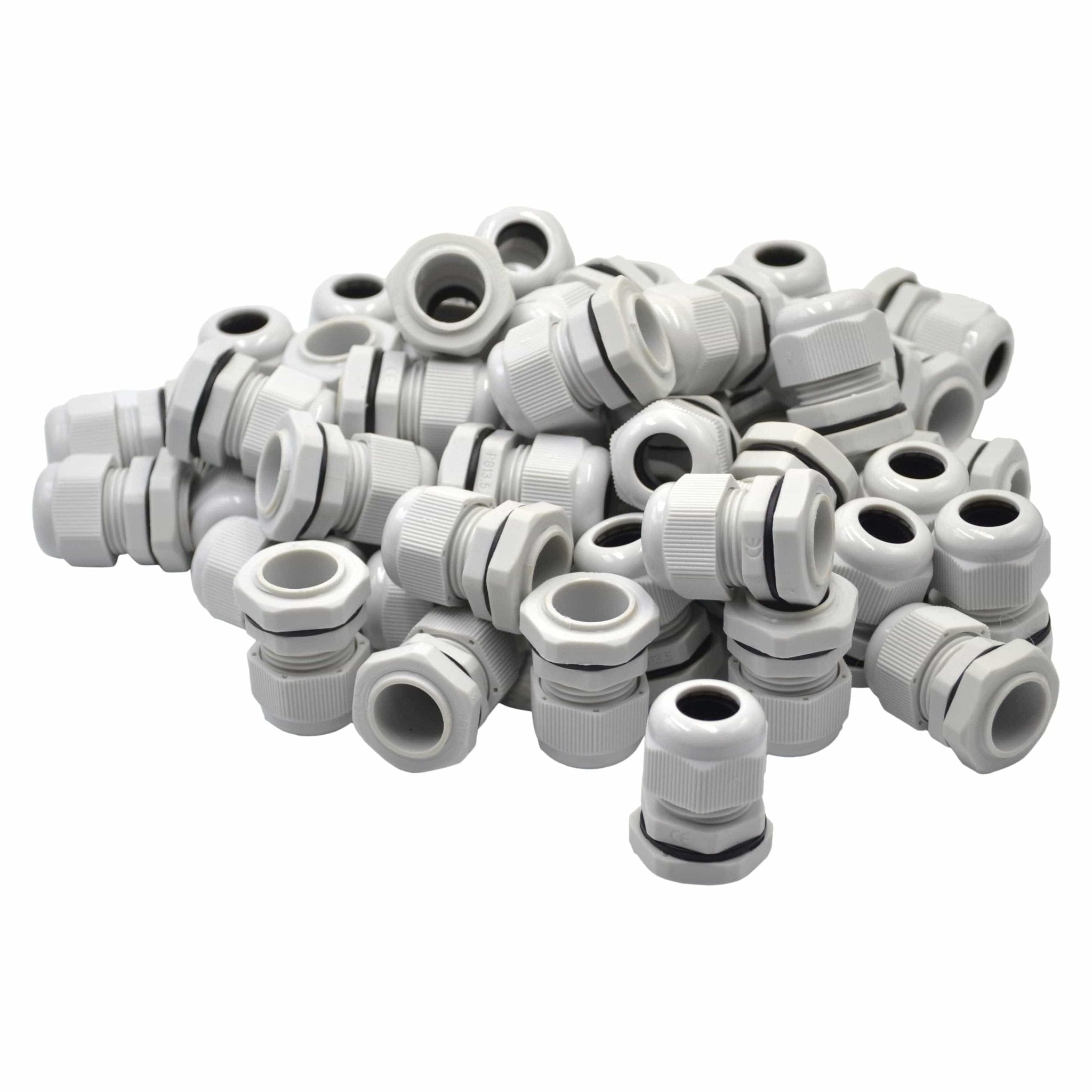 50 Pack IP68 PG13.5 White Nylon Cable Gland 6-12mm Cable Range - Twin Eagle Imports