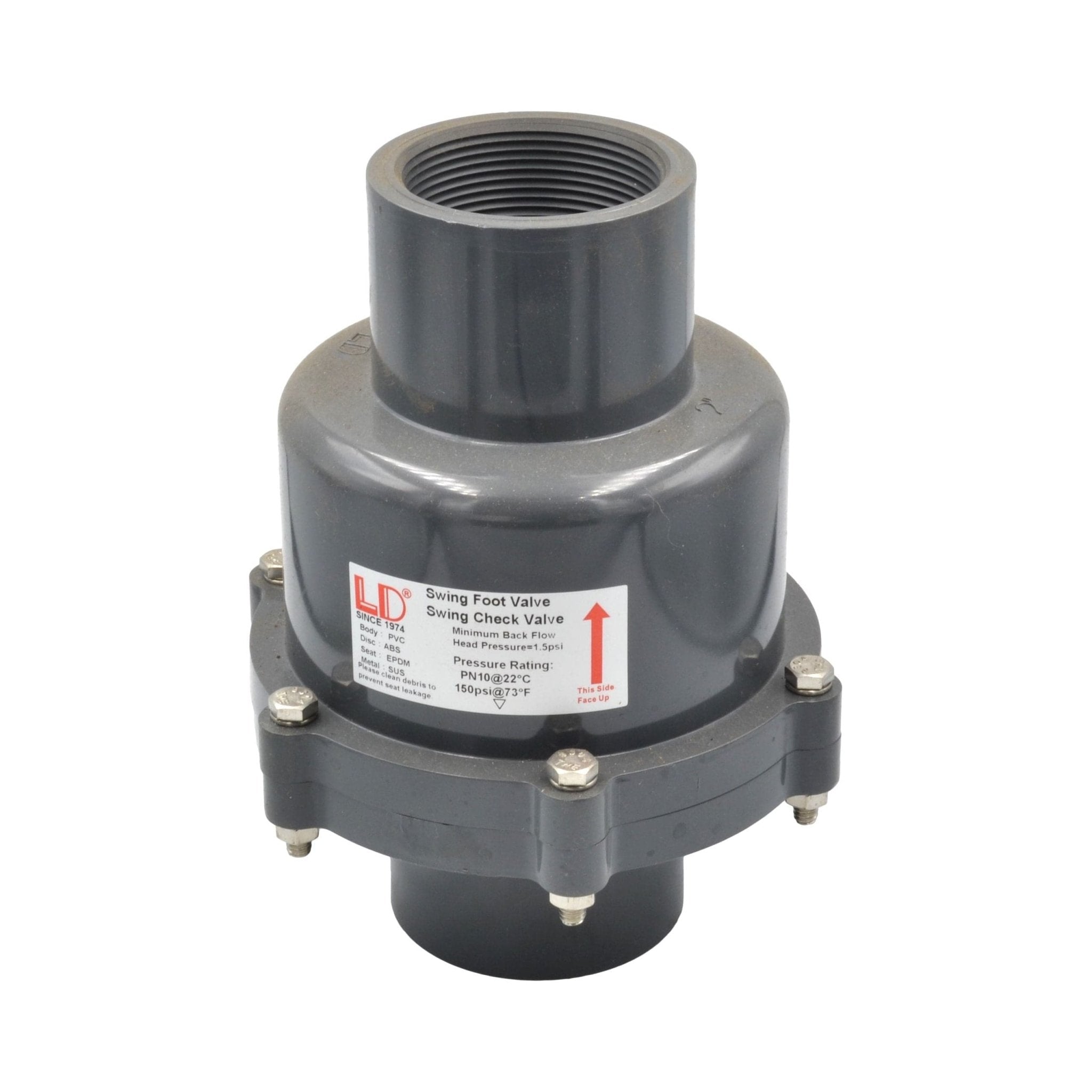 50MM / 2" Large PVC Swing Check Valve 150 PSI F/F BSPT Thread - Twin Eagle Imports