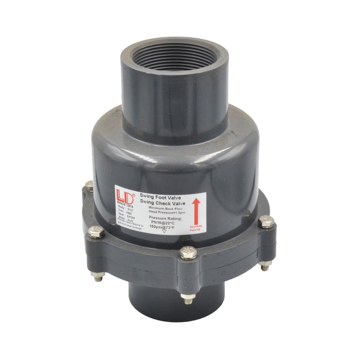 50MM / 2" Large PVC Swing Check Valve 150 PSI F/F BSPT Thread - Twin Eagle Imports