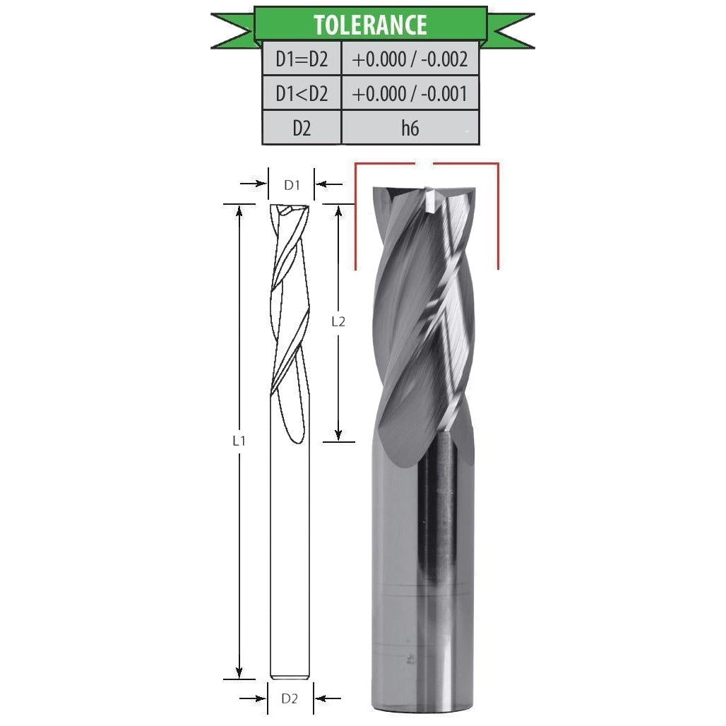 Best Carbide 1/4" 4 Flute Long Series Square End Mill – 1/4" Shank