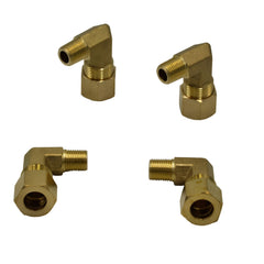 4pc Brass Compression Union 90° Male Female Elbow (T3/8xM1/8)