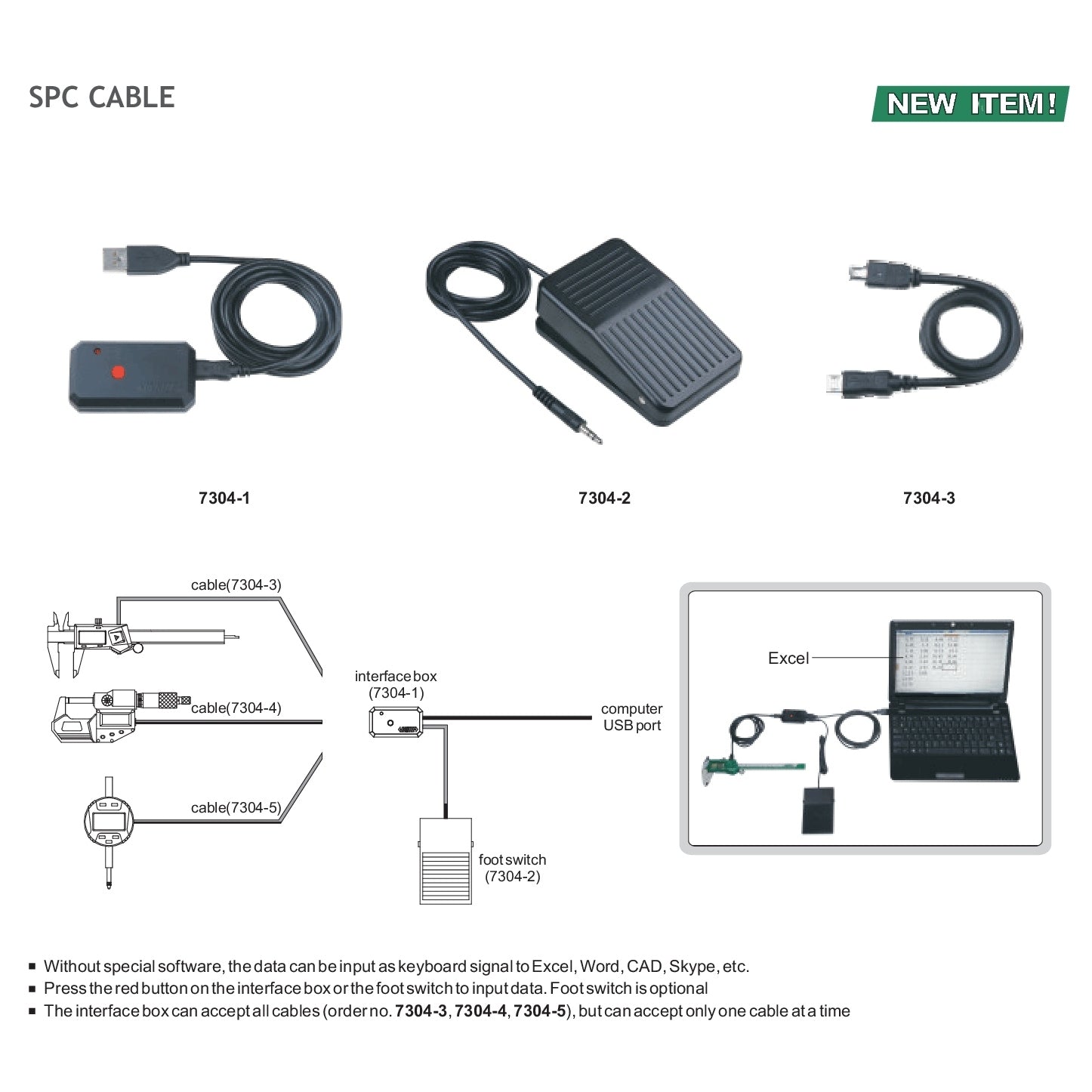 Insize SPC Cable for Electronic Micrometers (20″) Series 7304-4