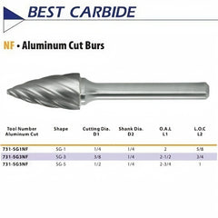 Best Carbide - SG3NF 3/8" Aluminium Cut Carbide Burr