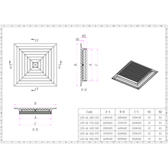 Pack of 6 Ductsure White Aluminium Vent Grille Square Slat (370x370mm)