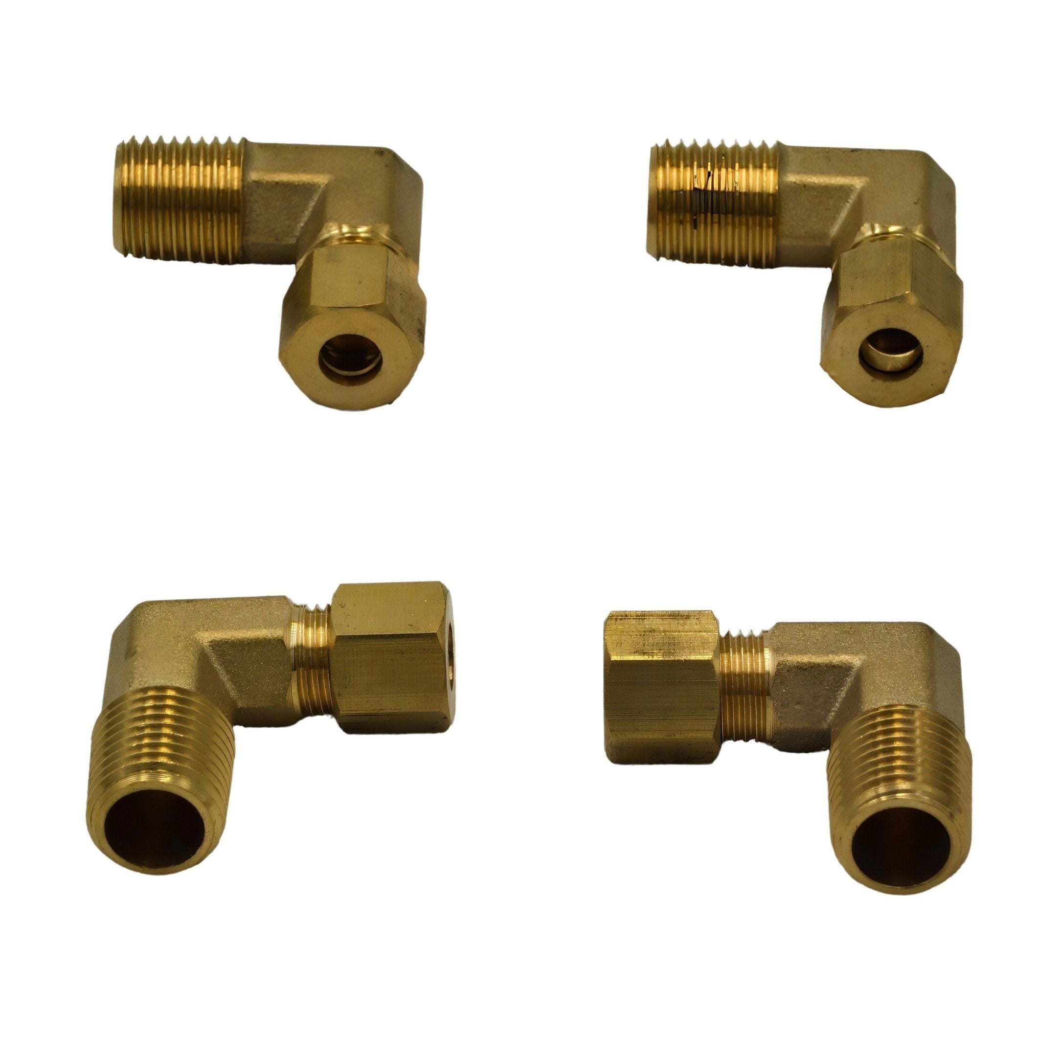 4pc Brass Compression Union 90° Male Female Elbow (T1/4xM1/4)