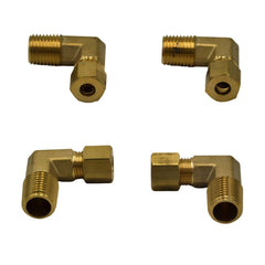 4pc Brass Compression Union 90° Male Female Elbow (T1/4xM1/4)