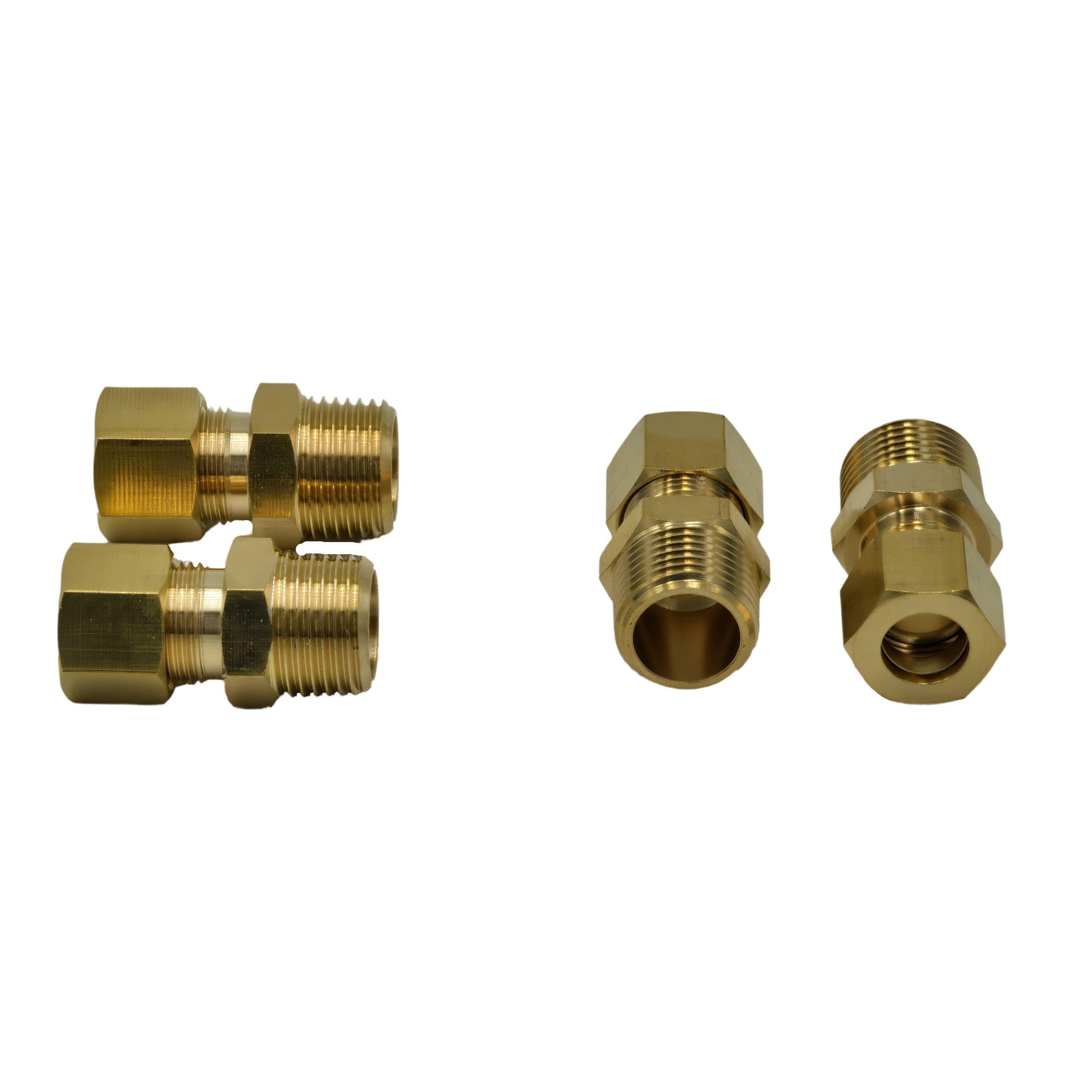 4pc Brass Compression Male Female Connector (T3/8xM3/8)