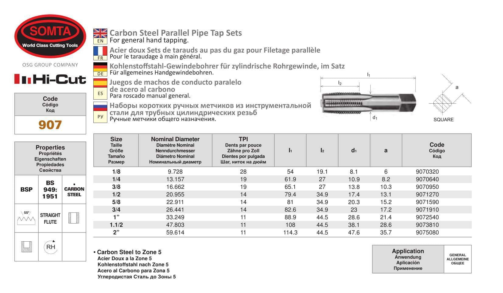 SOMTA - CARBON STEEL BSPF TAP  TAPER (PARRALLEL FORM)