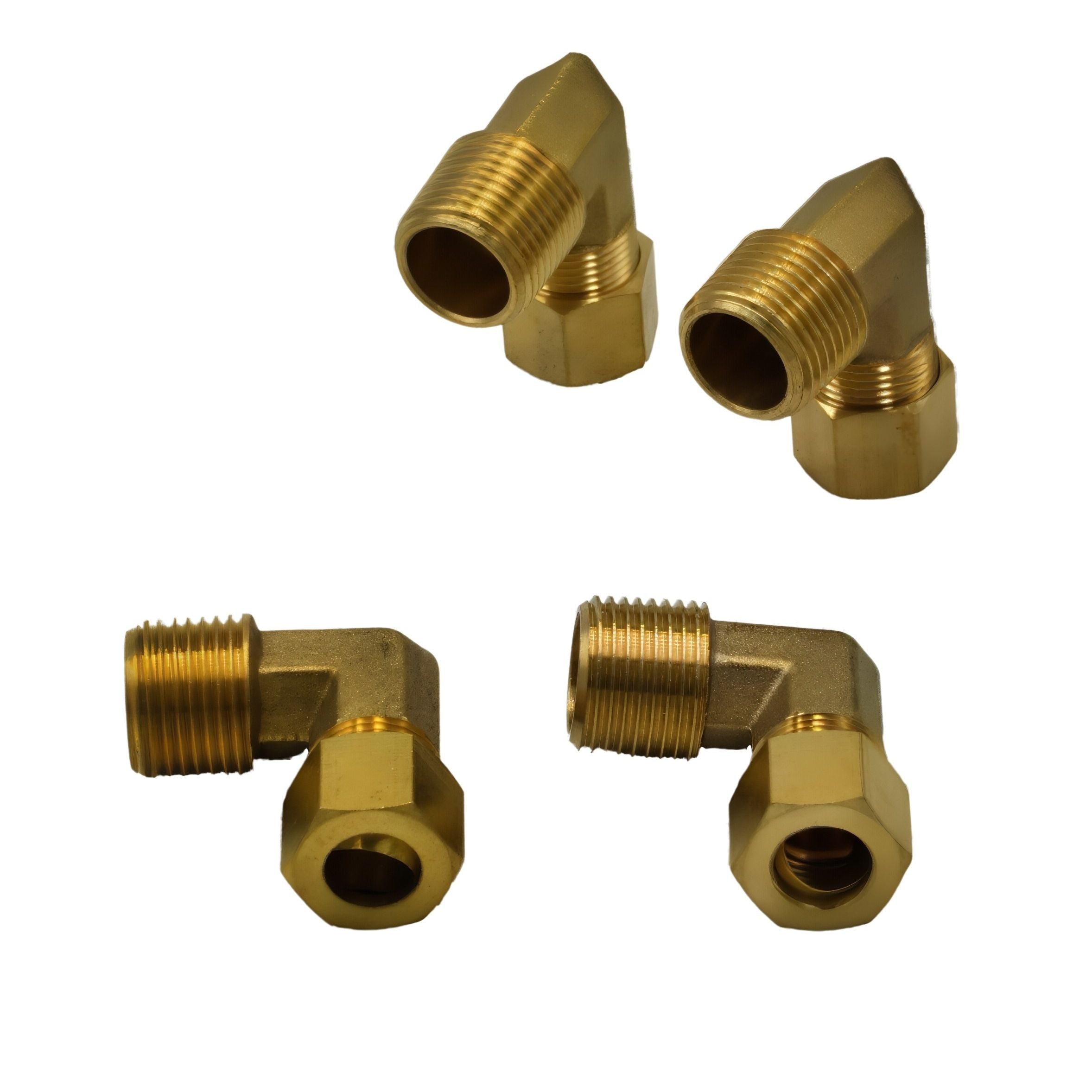 4pc Brass Compression Union 90° Male Female Elbow (T3/8xM3/8)