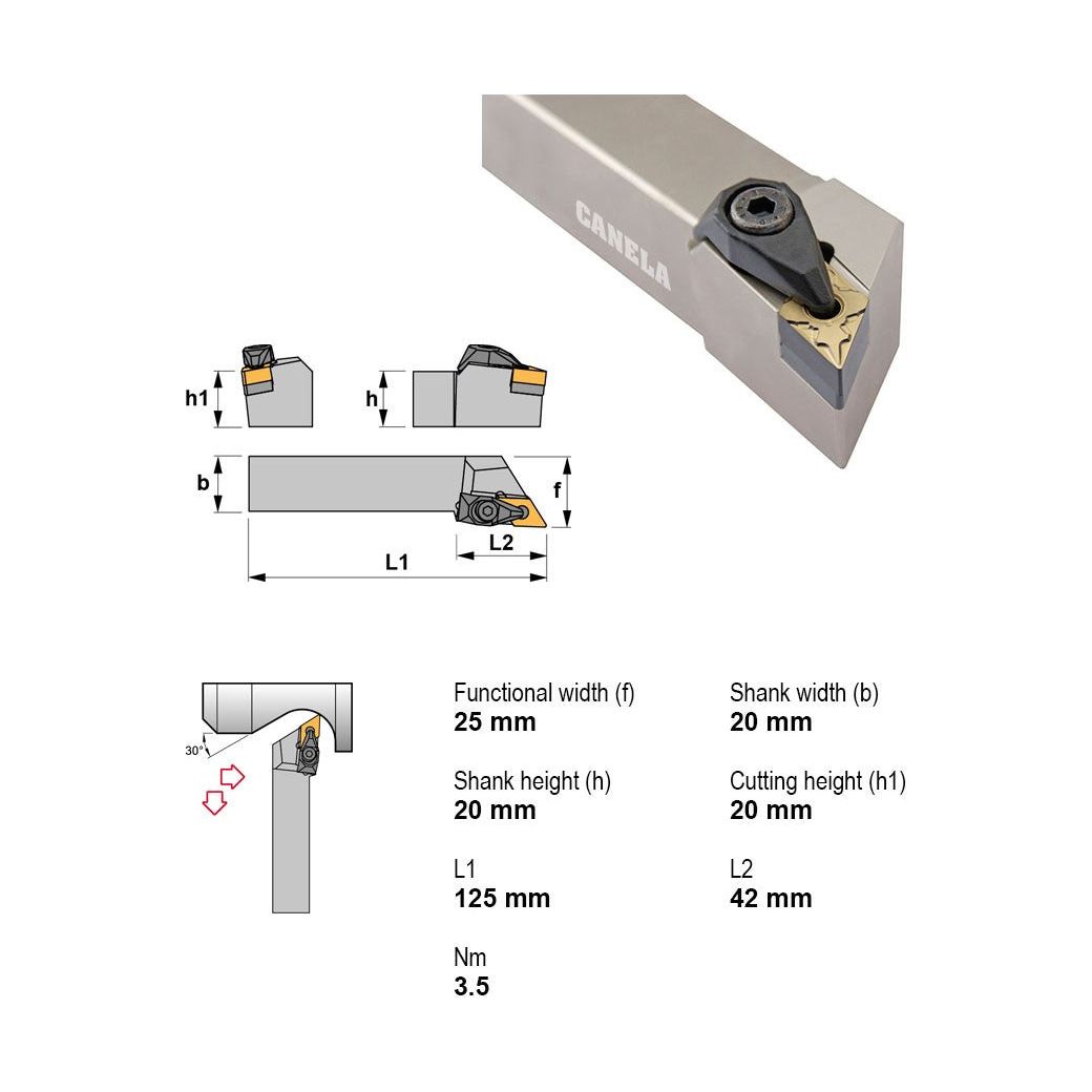 Canela Dimple Lock Turning Tool Holder DDJNL2020K15-N 20mm Shank