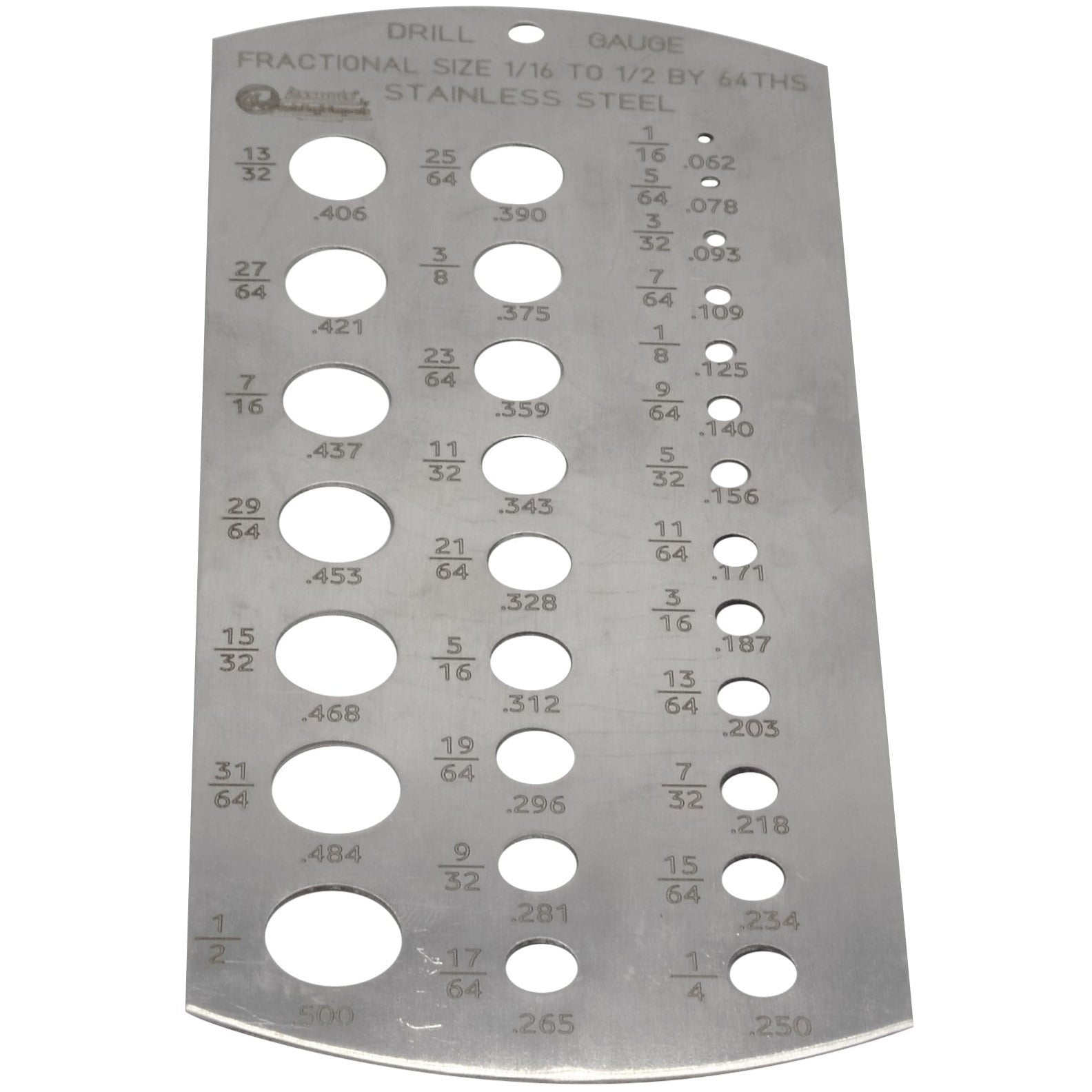 Stainless Steel Imperial Fractional Drill Gauge