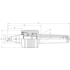 Morse Taper 4 Live centre Extended Nose M14 drawbar