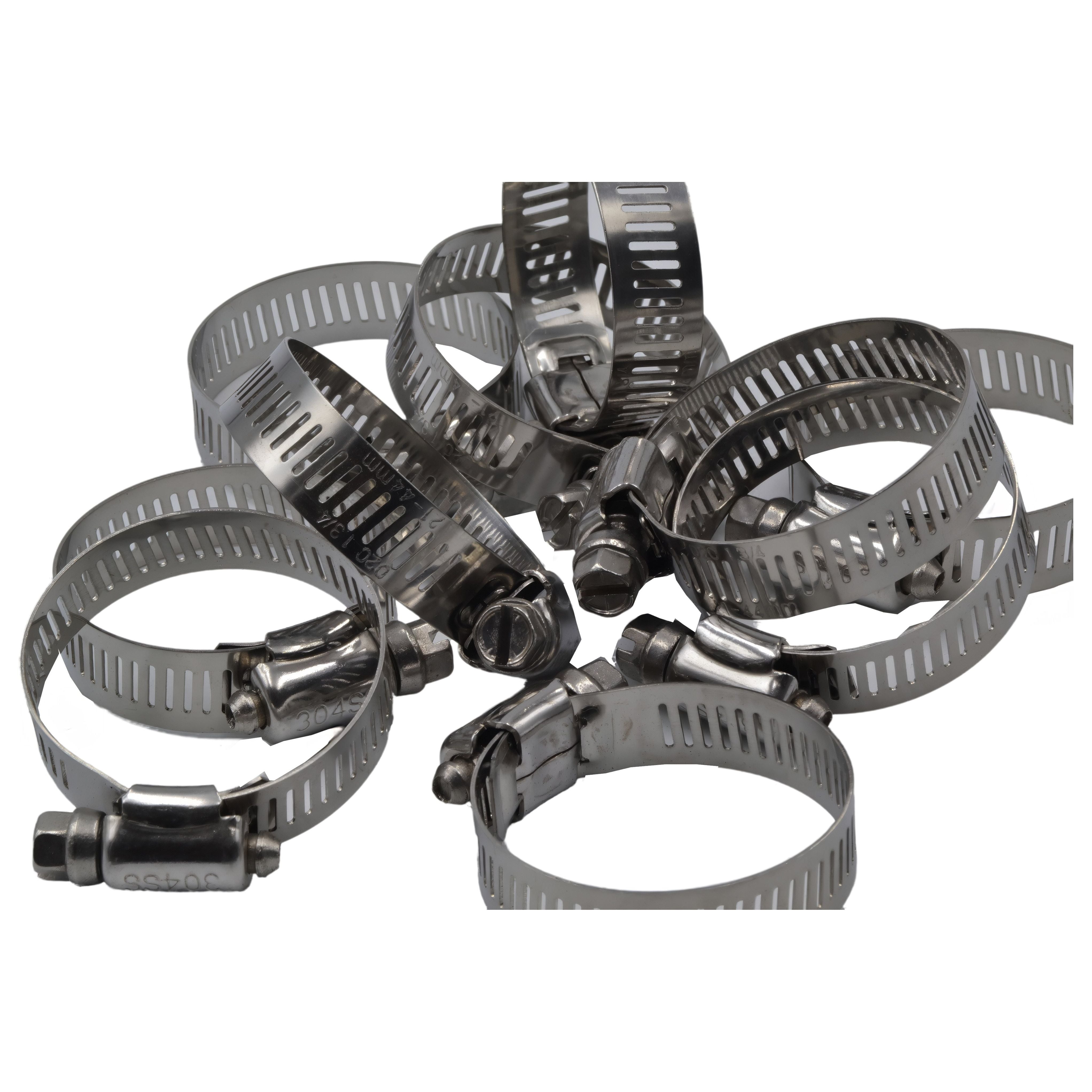 10 Piece 304 Stainless Steel 21-44mm Worm Drive Hose Clamp