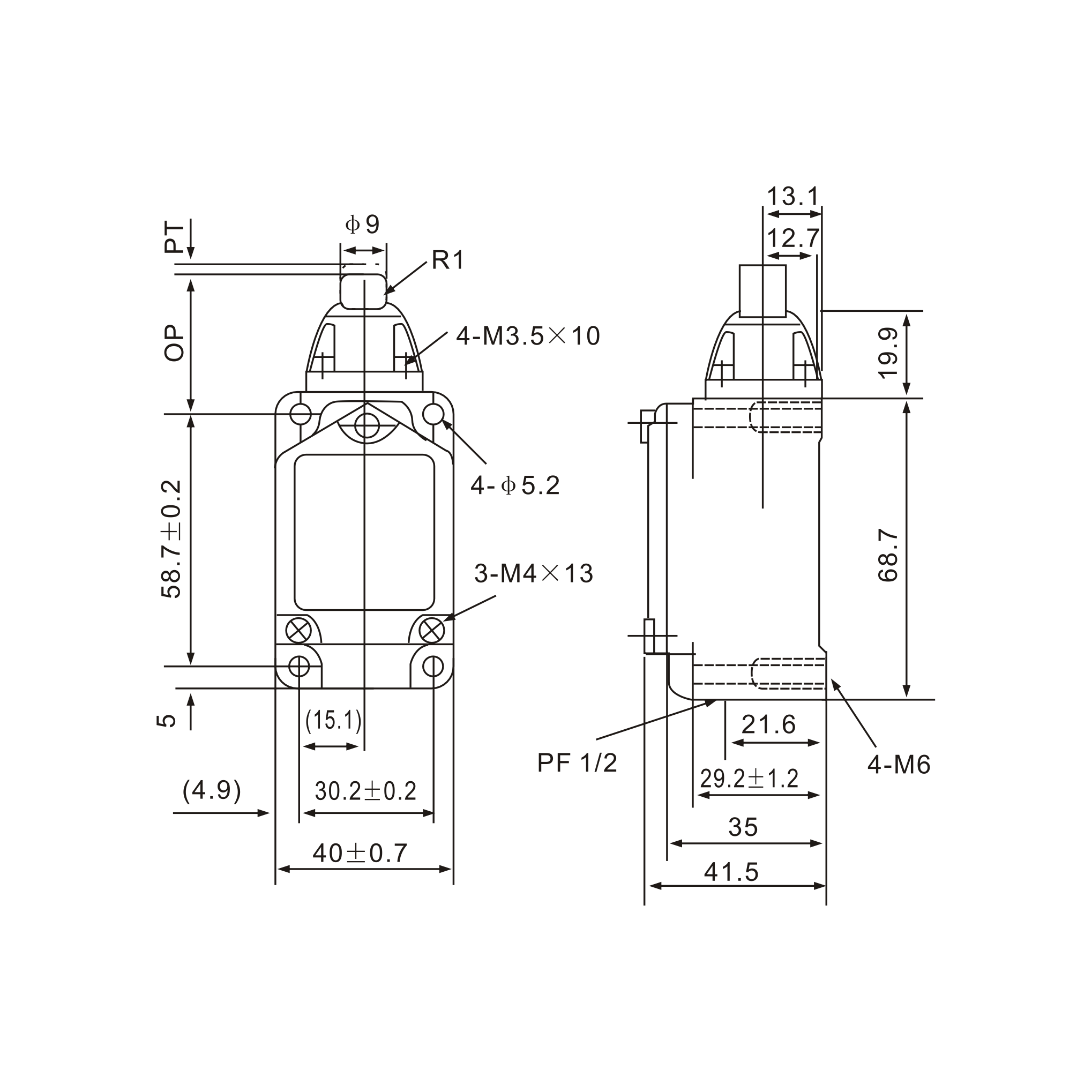 WLD Stainless Steel Pin Plunger Limit Switch Diagram