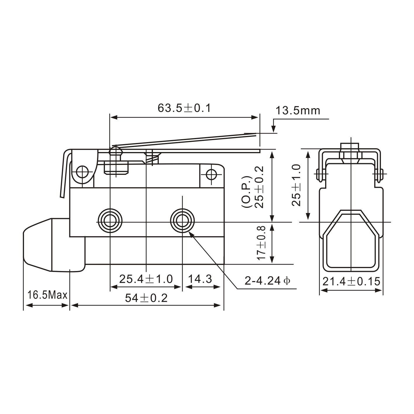 AZ-7120 Hinge Lever Limit Switch Diagram