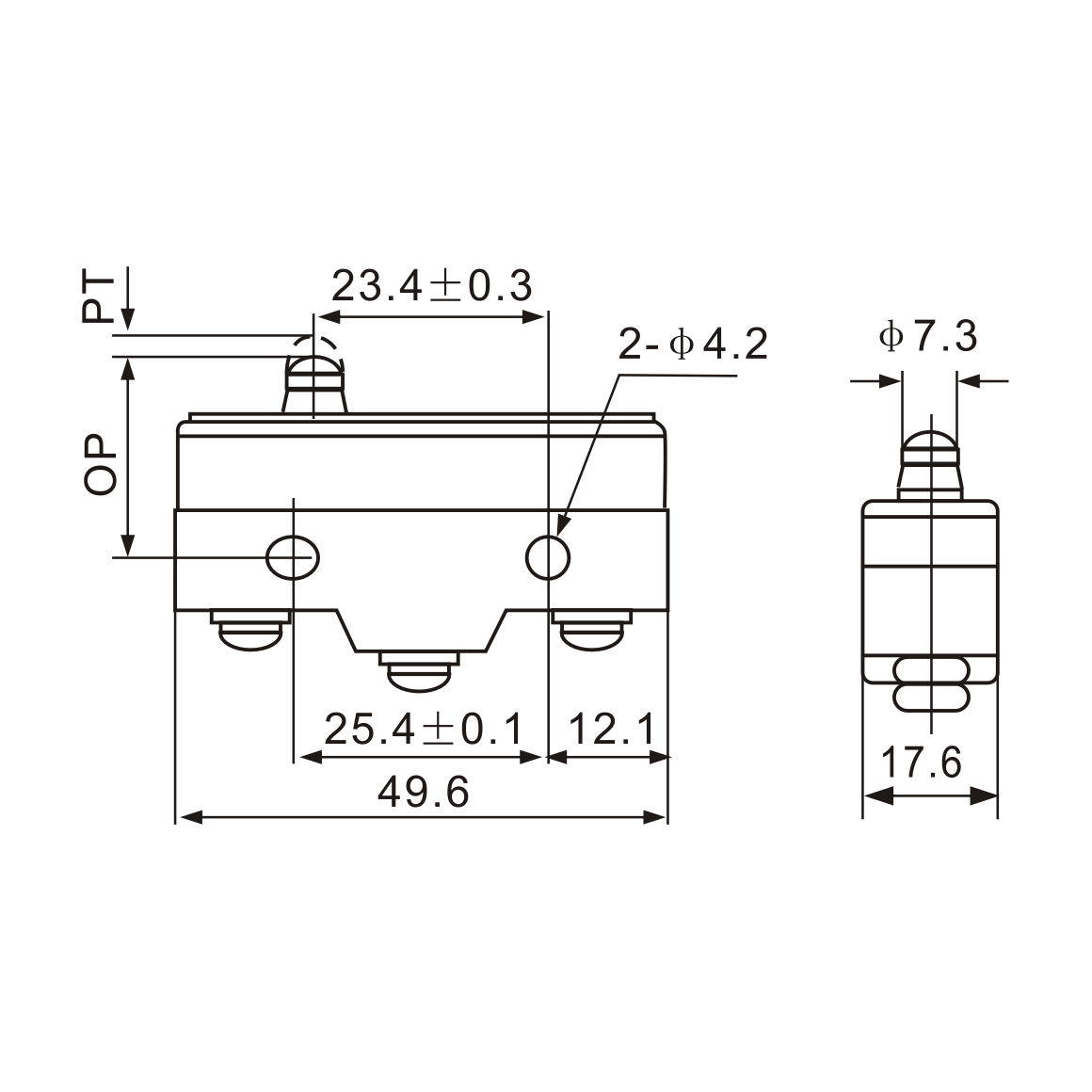 Z-15GD-B. Short Spring Plunger SPDT 15 A