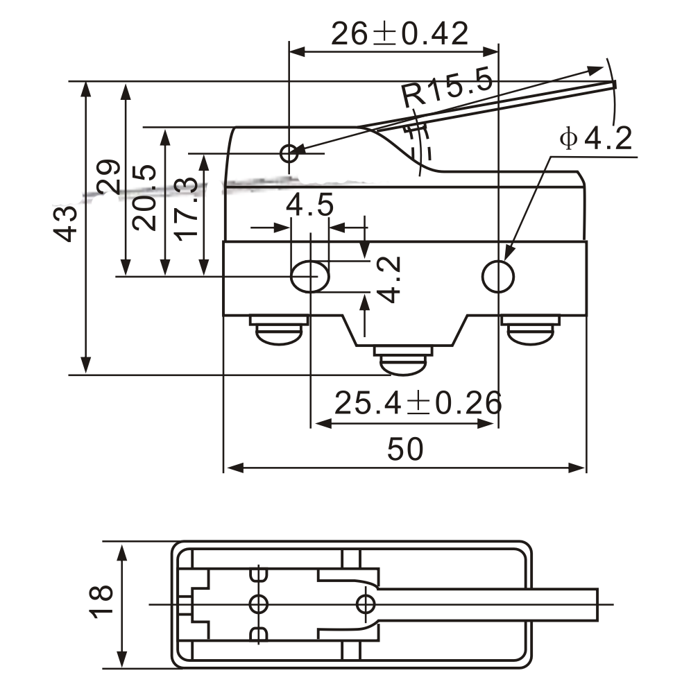 Z-15G78-BS Hinge Lever Toggle with Screw Terminals Micro Limit Switch DiagramZ-15HW78-B Hinge Lever Toggle with Screw Terminals Limit Switch