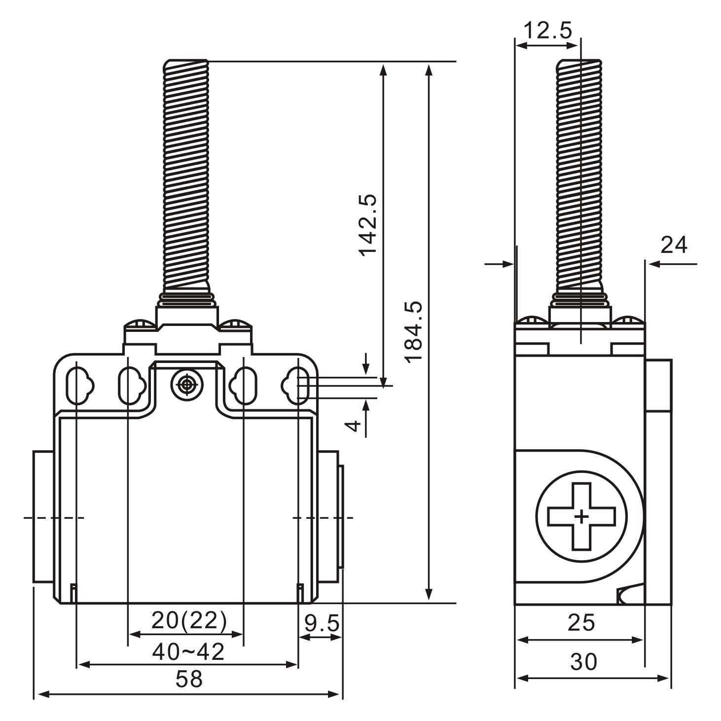 XCK-T181 Rod Coil Spring Contact Actuator Limit Switch Diagram