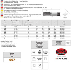 SOMTA - Series 907 Carbon Steel BSPF Tap 1-1/2" Taper (Parallel Form)