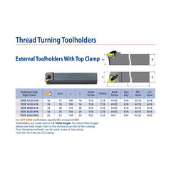 Carmex External Thread Turning Tool Holder DER 1616 H16 16mm Shank