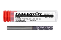 Fullerton 91956 0.1575" 4 Flute TiAlN Coated Corner Radius End Mill