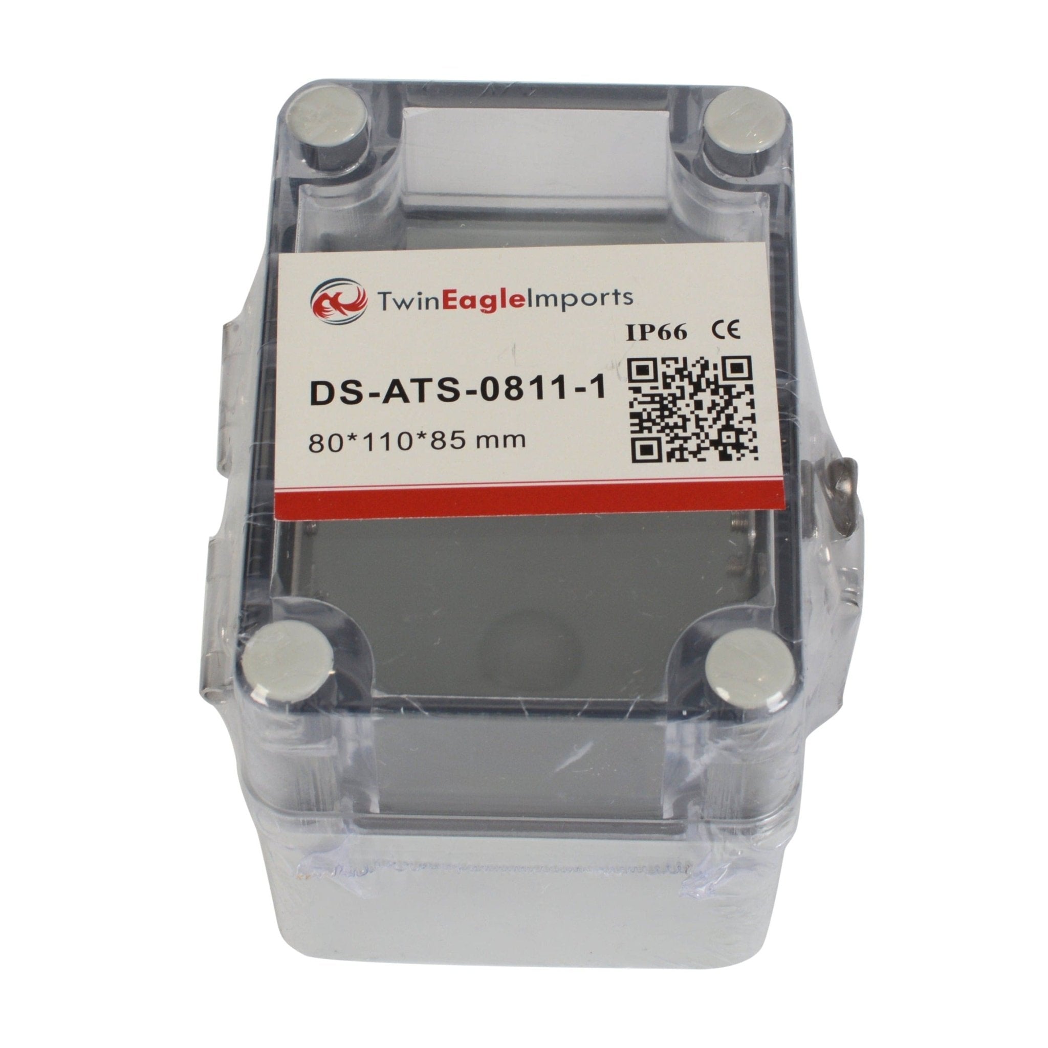 ABS IP66 Clear Lid Hinge Junction Box 80 x 110 x 85mm - Twin Eagle Imports