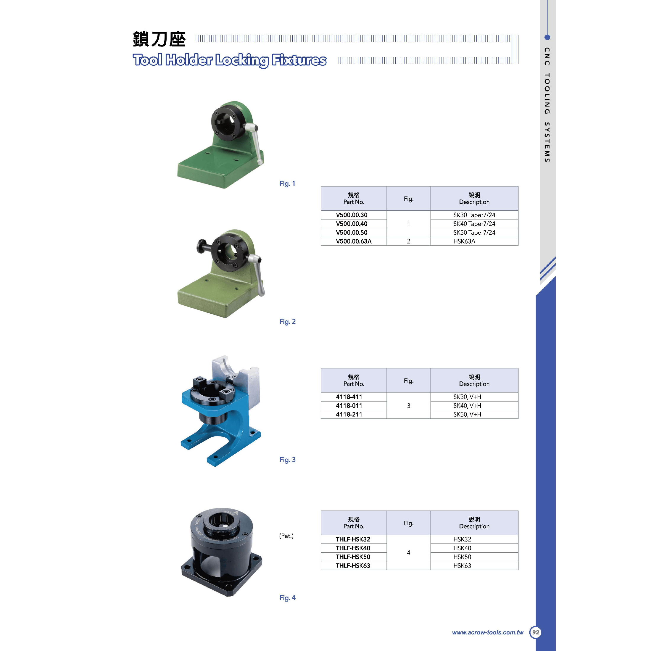 ACROW MACHINERY MFG CO LTD TOOL HOLDERS Acrow 4118-011 – SK40 V & H Tool Holder Locking Stand