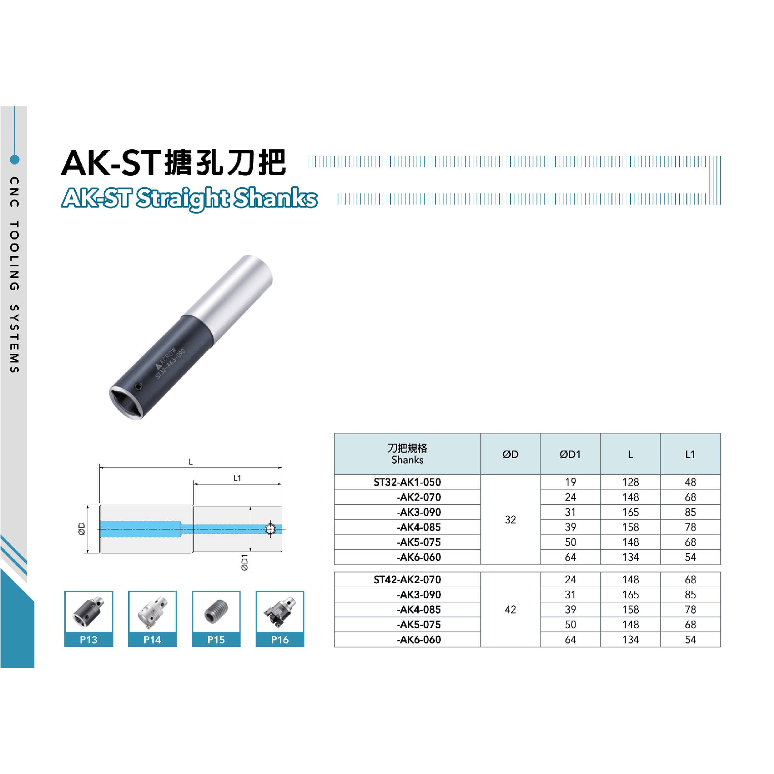 ACROW MACHINERY MFG CO LTD TOOL HOLDERS Acrow ST32-AK6-060 – AK Modular Boring Shank (Ø64 mm, 134 mm Length, 54 mm Gauge)