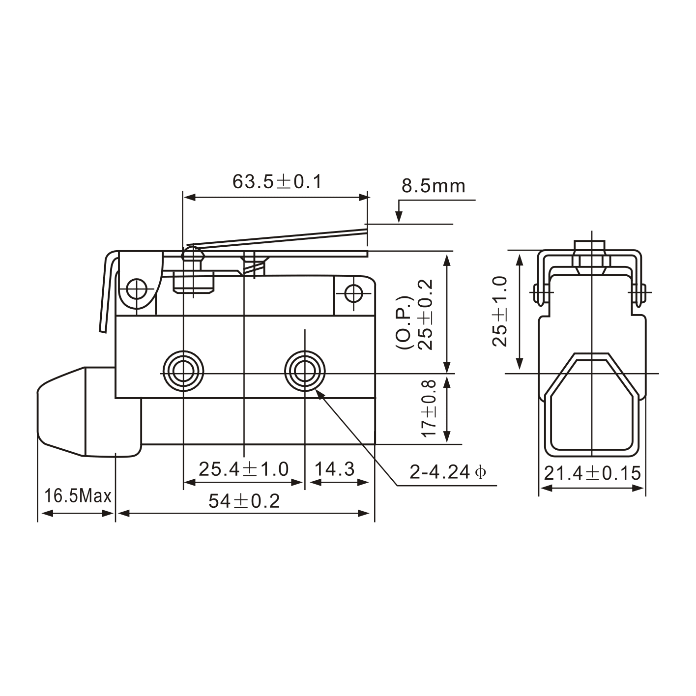 AZ-7140 Lever Switch Side Mount Limit Switch - Twin Eagle Imports