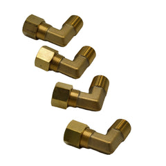4pc Brass Compression Union 90° Male Female Elbow (T3/8xM1/4)