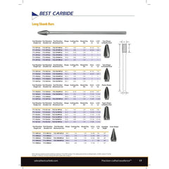 BEST CARBIDE CARBIDE BURRS Best Carbide - SH5NFL6" 1/2" Aluminium Cut Long Series Carbide Burr