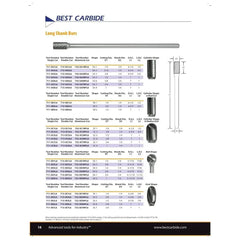 BEST CARBIDE CARBIDE BURRS Best Carbide - SL4L6 1/2" Double Cut Long Series Carbide Burr