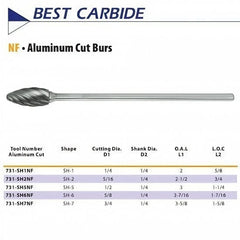 Best Carbide - SH1NFL6 1/4" Aluminium Cut Long Series Carbide Burr - Twin Eagle Imports